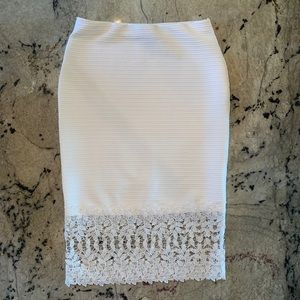 White pencil skirt with floral bottom